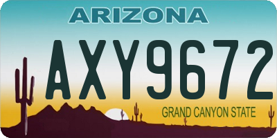 AZ license plate AXY9672