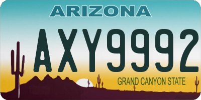AZ license plate AXY9992