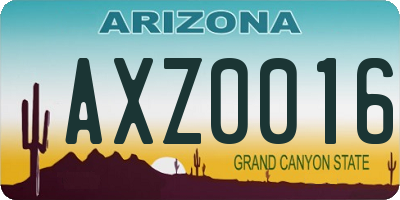 AZ license plate AXZ0016