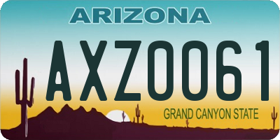 AZ license plate AXZ0061