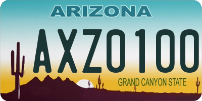 AZ license plate AXZ0100