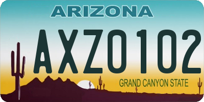 AZ license plate AXZ0102