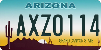 AZ license plate AXZ0114