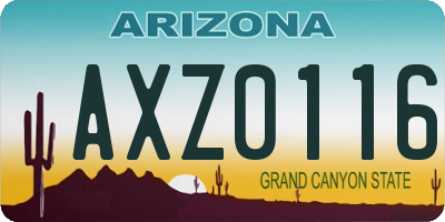 AZ license plate AXZ0116