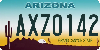 AZ license plate AXZ0142
