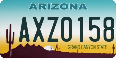 AZ license plate AXZ0158