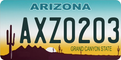 AZ license plate AXZ0203