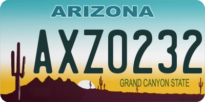AZ license plate AXZ0232