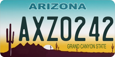 AZ license plate AXZ0242