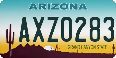 AZ license plate AXZ0283