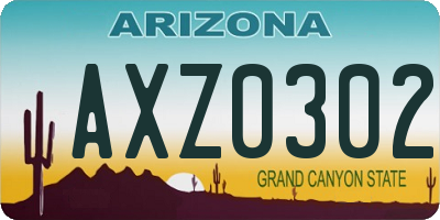 AZ license plate AXZ0302