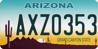 AZ license plate AXZ0353