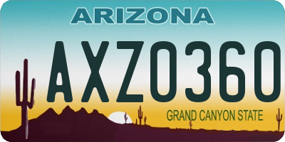 AZ license plate AXZ0360