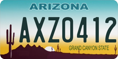 AZ license plate AXZ0412