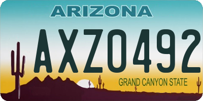 AZ license plate AXZ0492
