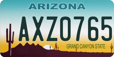 AZ license plate AXZ0765