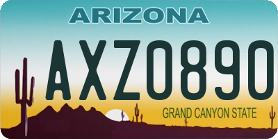 AZ license plate AXZ0890