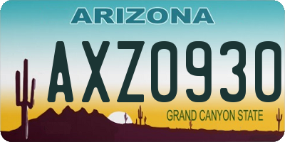 AZ license plate AXZ0930