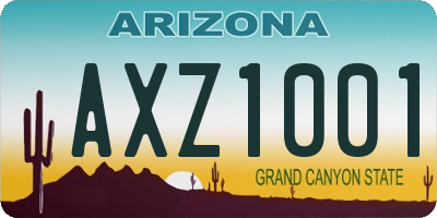 AZ license plate AXZ1001