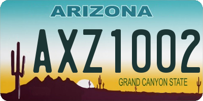 AZ license plate AXZ1002