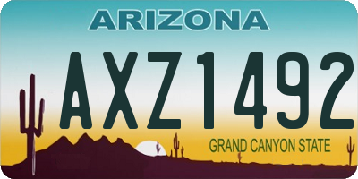 AZ license plate AXZ1492