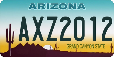 AZ license plate AXZ2012