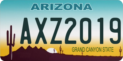 AZ license plate AXZ2019