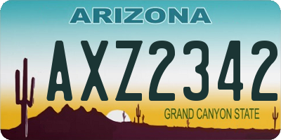 AZ license plate AXZ2342