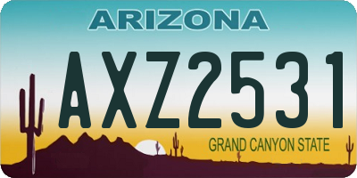 AZ license plate AXZ2531