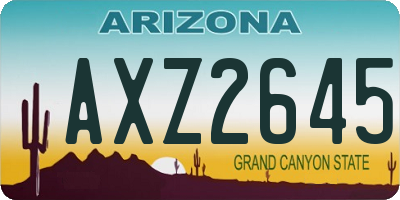 AZ license plate AXZ2645