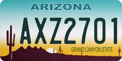 AZ license plate AXZ2701