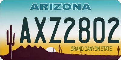 AZ license plate AXZ2802