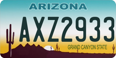 AZ license plate AXZ2933