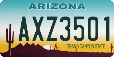 AZ license plate AXZ3501