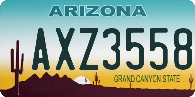 AZ license plate AXZ3558