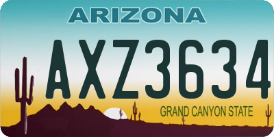 AZ license plate AXZ3634