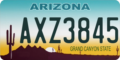 AZ license plate AXZ3845