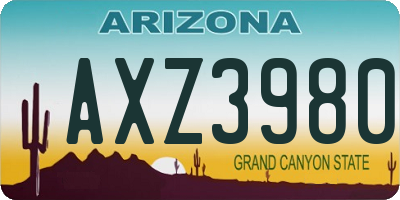 AZ license plate AXZ3980