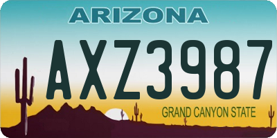 AZ license plate AXZ3987