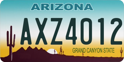 AZ license plate AXZ4012