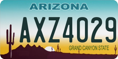 AZ license plate AXZ4029