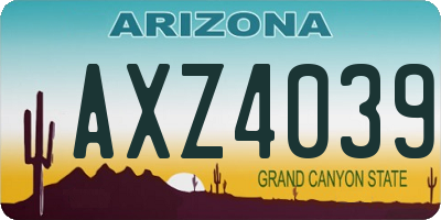 AZ license plate AXZ4039