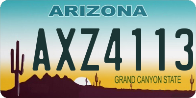 AZ license plate AXZ4113