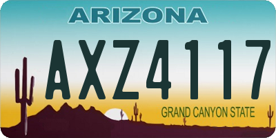 AZ license plate AXZ4117