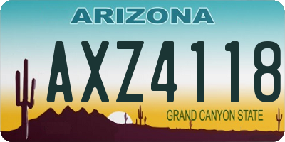 AZ license plate AXZ4118