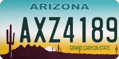 AZ license plate AXZ4189
