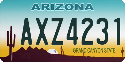 AZ license plate AXZ4231