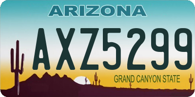 AZ license plate AXZ5299