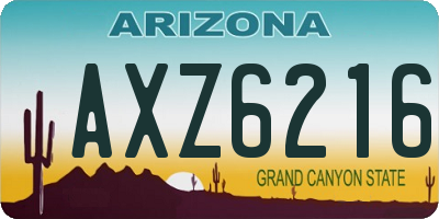 AZ license plate AXZ6216