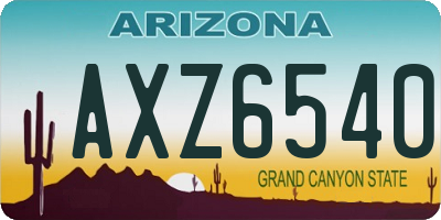 AZ license plate AXZ6540